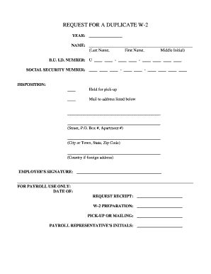 Request for Duplicate W-2 Form
