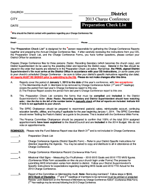 2013 Charge Conference Preparation Checklist