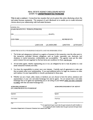 Connecticut Real Estate Agency Disclosure Notice