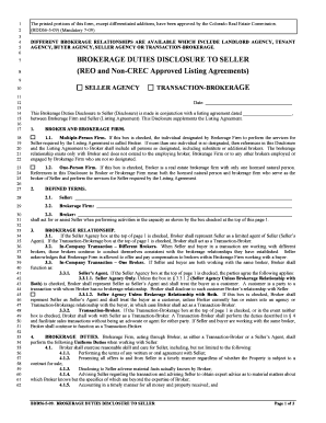 Colorado Brokerage Duties Disclosure to Seller