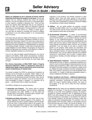 Arizona Seller Property Disclosure Statement