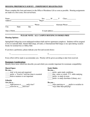 Housing Preference Survey – Independent Registration