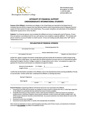 Affidavit of Financial Support for International Students