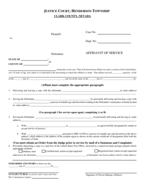 Nevada Affidavit of Service