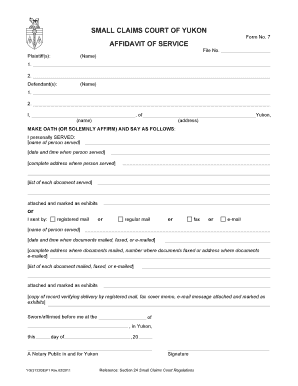 Affidavit of Service Form 7