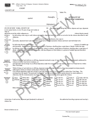 Affidavit of Service of Subpoena