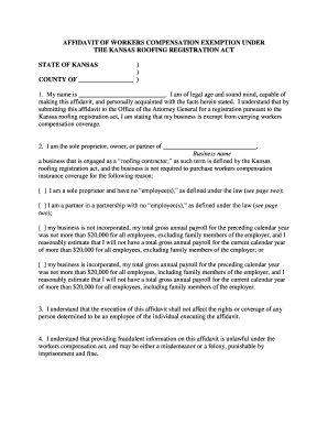 Affidavit of Workers Compensation Exemption