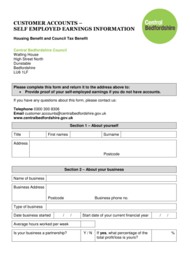 Self Employed Earnings Information Form