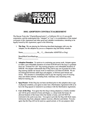 California Dog Adoption Contract