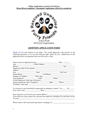 Dog Adoption Application Form