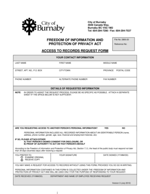 Freedom of Information Access Request Form
