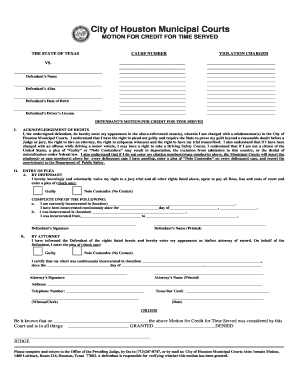 Motion for Credit for Time Served