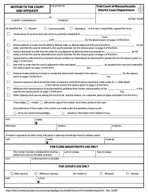 Motion to the Court Case Docket and Affidavit