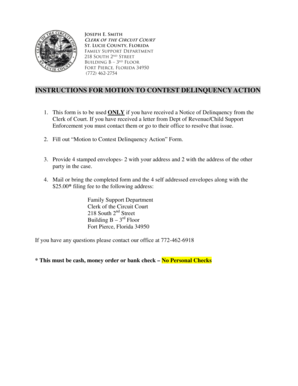 Motion to Contest Delinquency Action