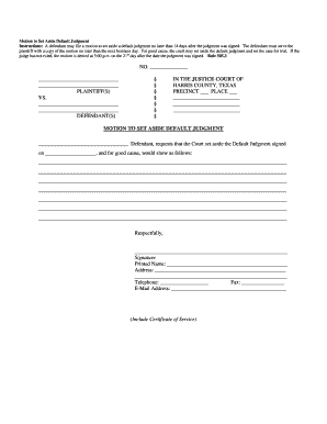 Motion to Set Aside Default Judgment