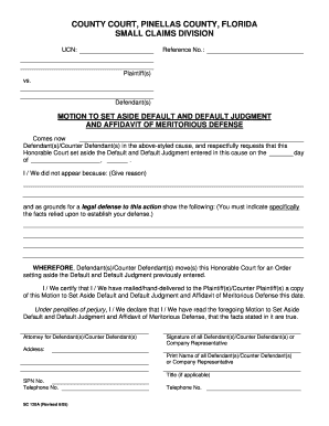 Motion to Set Aside Default and Default Judgment