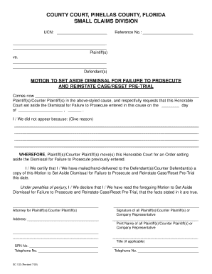 Motion to Set Aside Dismissal for Failure to Prosecute