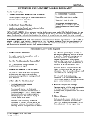 Request for Social Security Earnings Information