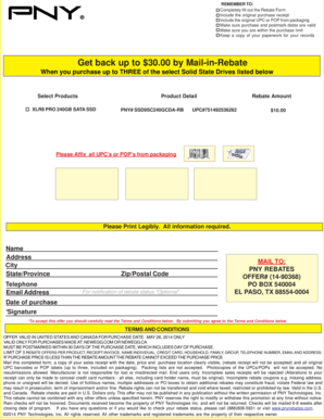 PNY SSD Mail-in-Rebate Form