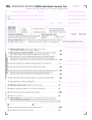 Minnesota Individual Income Tax Form M1 2009