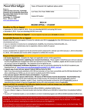 California State University Income Appeal Form