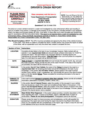 Texas Driver’s Crash Report Form CR-2