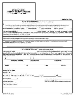 Candidate Oath for District Committeeman/Committeewoman