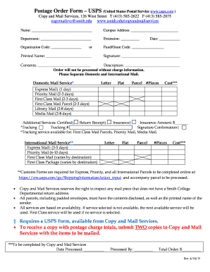 USPS Postage Order Form
