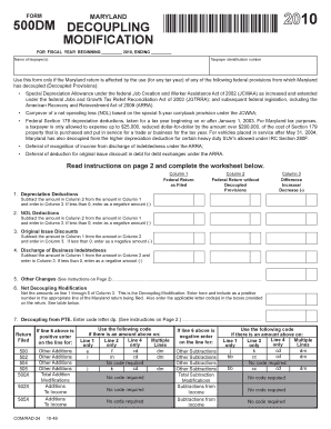 Maryland Decoupling Modification Form 500DM