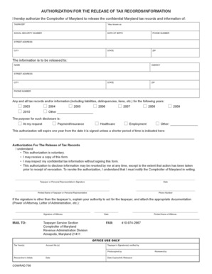 Authorization for Release of Tax Records