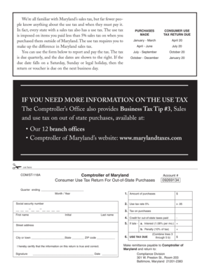 Maryland Consumer Use Tax Return