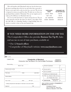 Maryland Consumer Use Tax Return