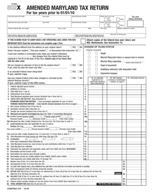 Maryland Amended Tax Return