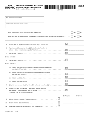 Maryland Multistate Manufacturing Corporation Report