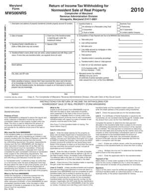 Maryland Nonresident Sale of Real Property Tax Form