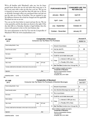 Maryland Consumer Use Tax Return
