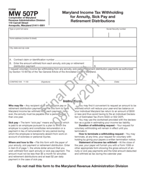 Maryland Income Tax Withholding Form MW 507P