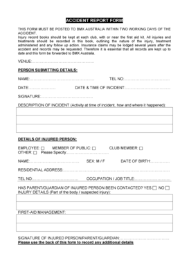 BMX Australia Accident Report Form