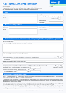 Pupil Personal Accident Report Form
