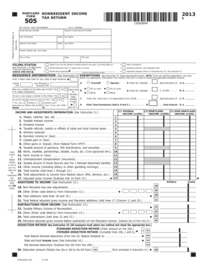 Maryland Nonresident Income Tax Return Form 505