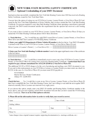 New York Boating Safety Certificate Request