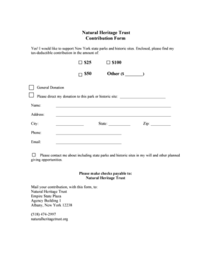 Natural Heritage Trust Contribution Form