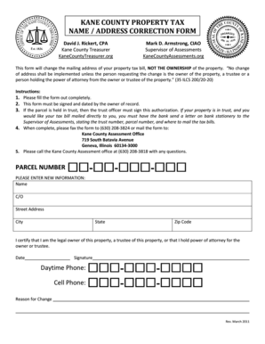 Kane County Property Tax Address Correction Form