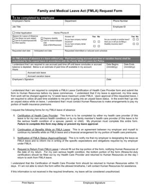 Family and Medical Leave Act (FMLA) Request Form