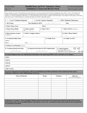 HealthChoice Substance Abuse Ambulatory Concurrent Review Form