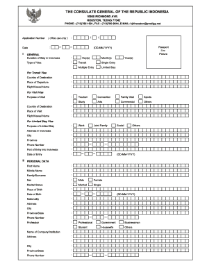 Indonesia Visa Application Form