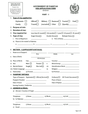 Pakistan Business Visa Application Form