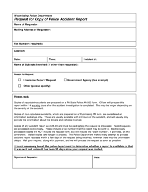 Request for Copy of Police Accident Report