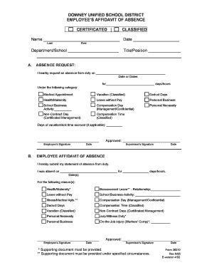 Employee’s Affidavit of Absence