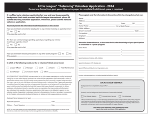 Little League Returning Volunteer Application